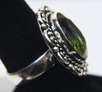 Silver Tone Metal Peridot Ring - Size 9