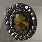 Smoky Quartz Silver Tone Metal Ring - Size 6