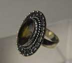Smoky Quartz Silver Tone Metal Ring - Size 6