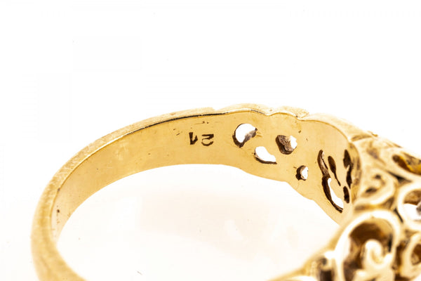 Gorgeous Unique Vintage 14k Gold Filigree Diamond Ring - Size 6.5