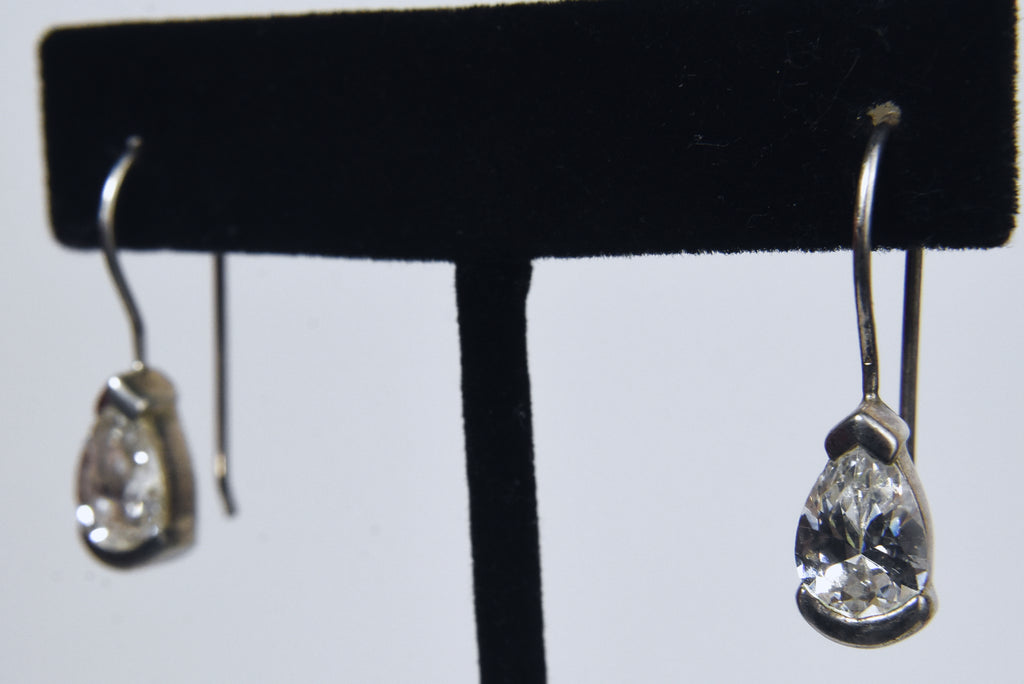 Sterling Silver Colorless CZ Drop Earrings
