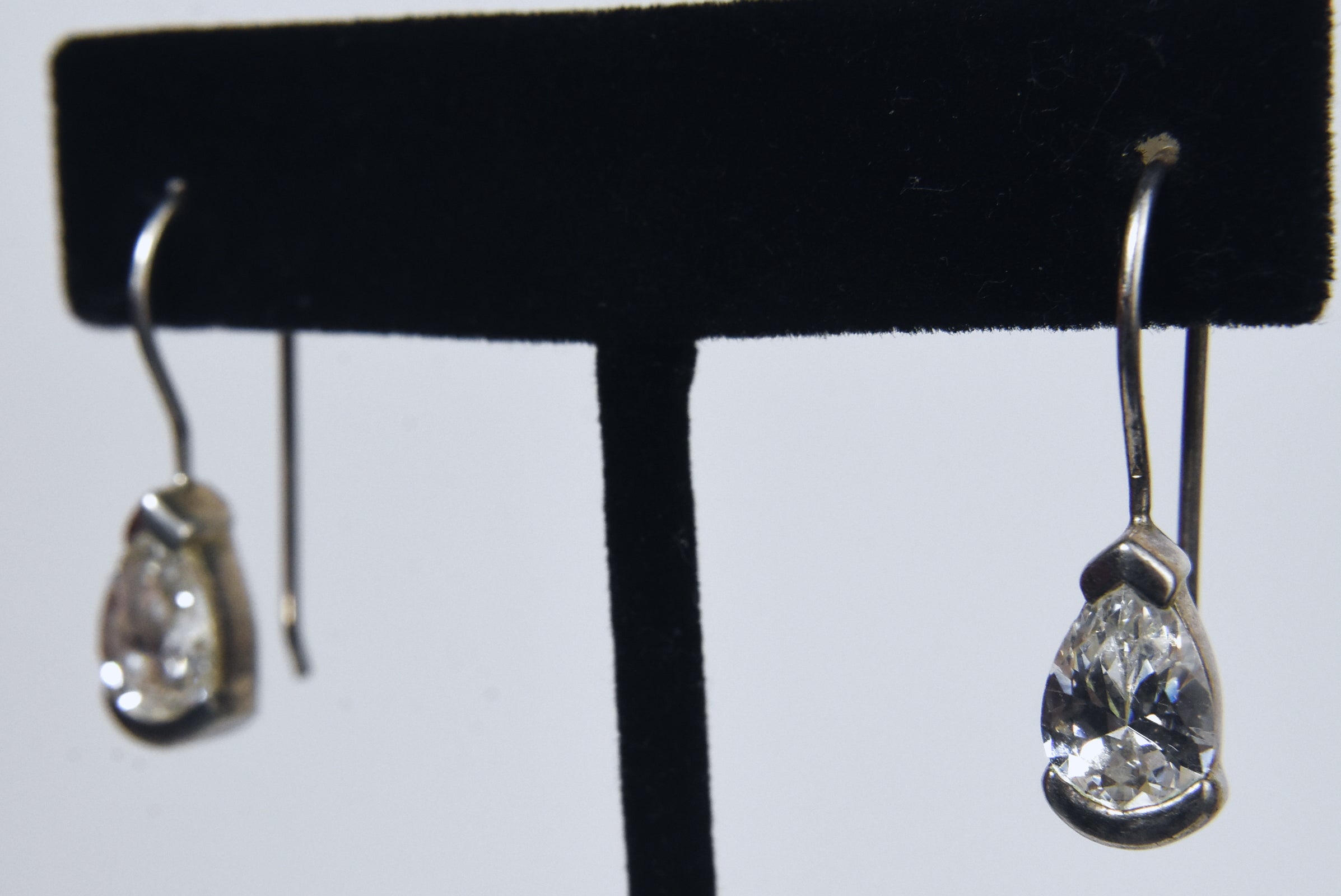Sterling Silver Colorless CZ Drop Earrings