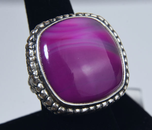 Amy Kahn Russell - Sterling Silver Dyed Agate Ring - Size 7.75