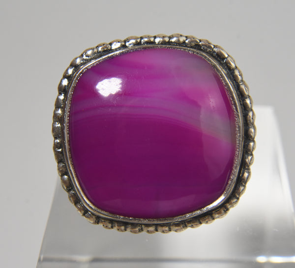 Amy Kahn Russell - Sterling Silver Dyed Agate Ring - Size 7.75