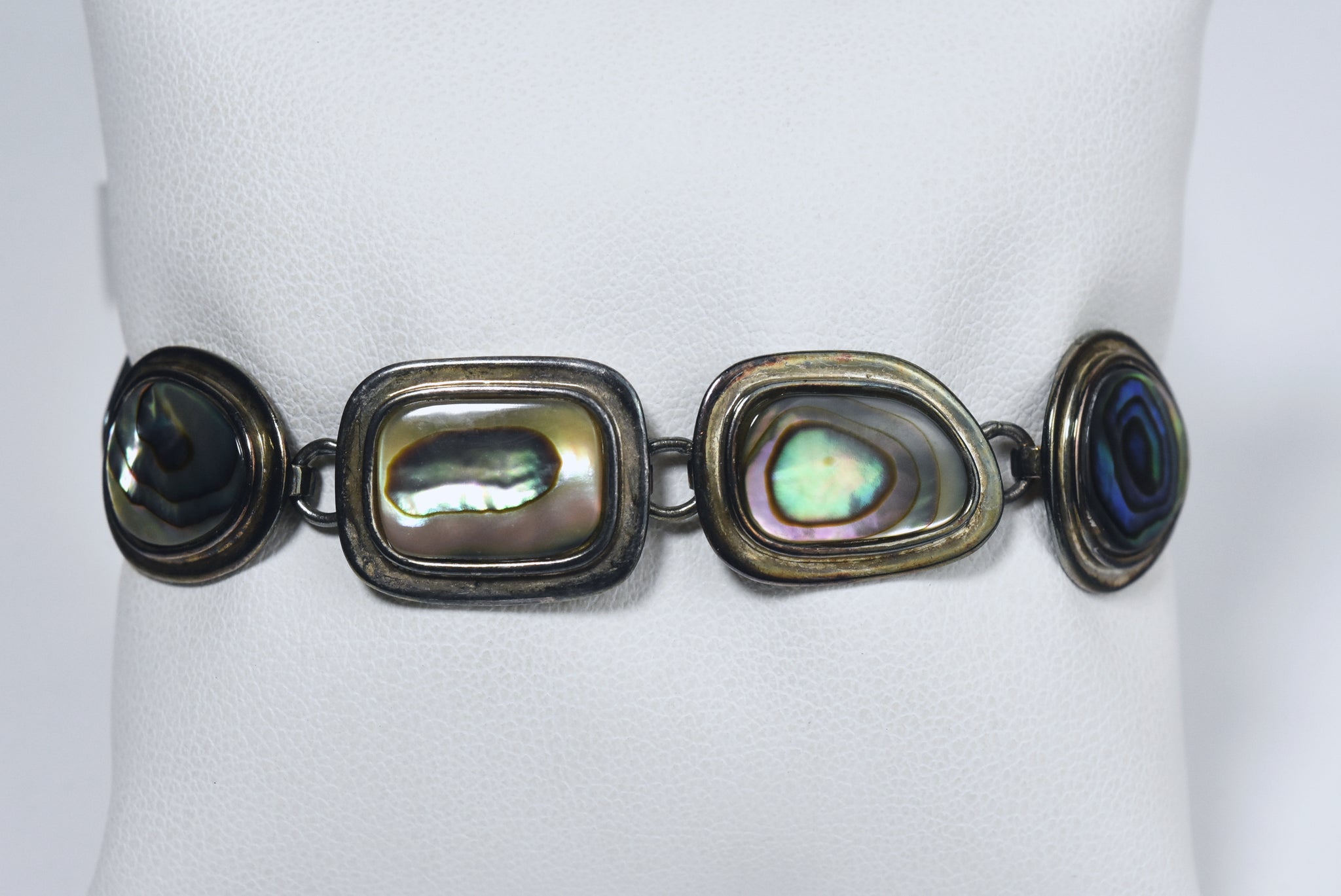 Vintage Sterling Silver Abalone Bracelet