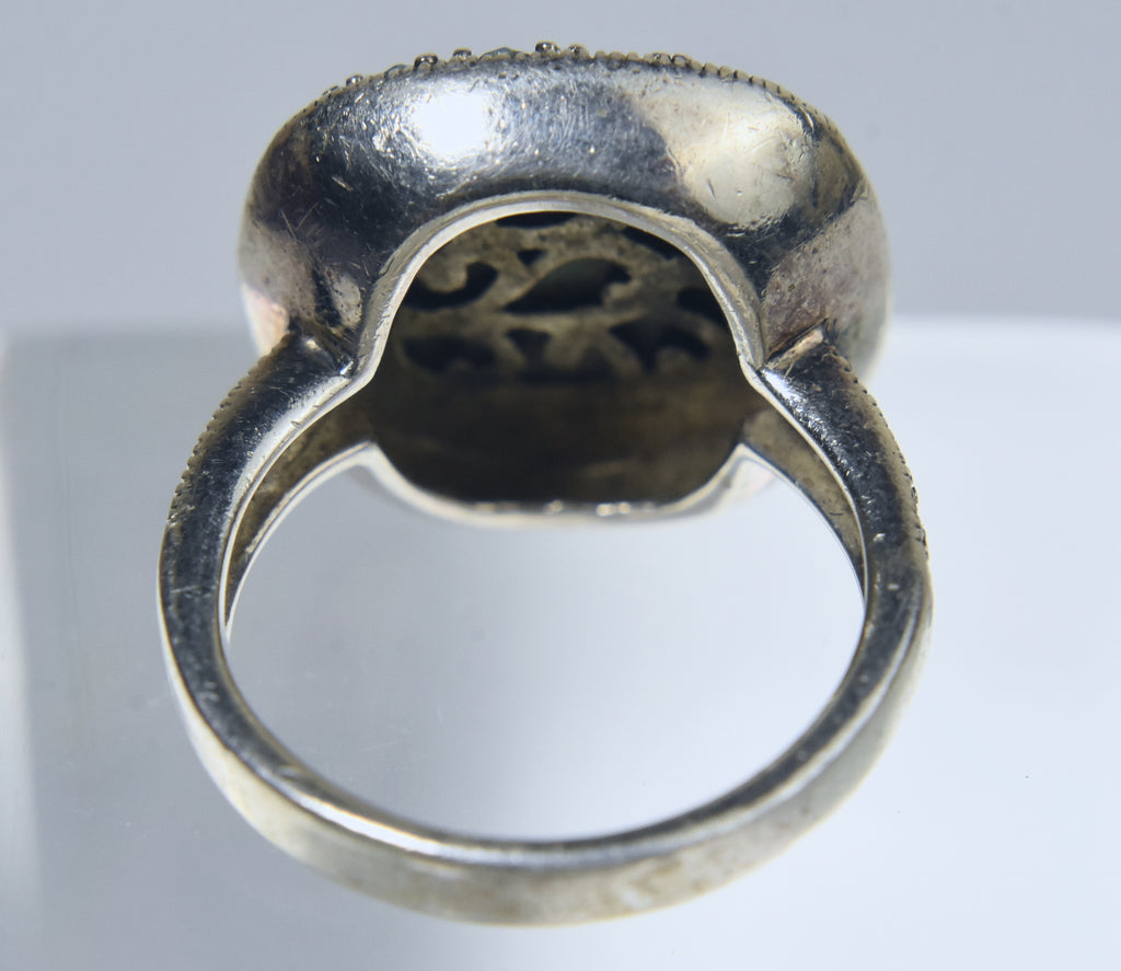 Abalone and Marcasite Sterling Silver Ring - Size 7.5