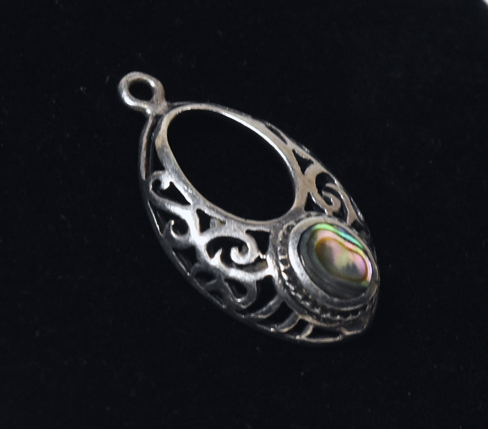 Sterling Silver Ornate Abalone Shell Pendant