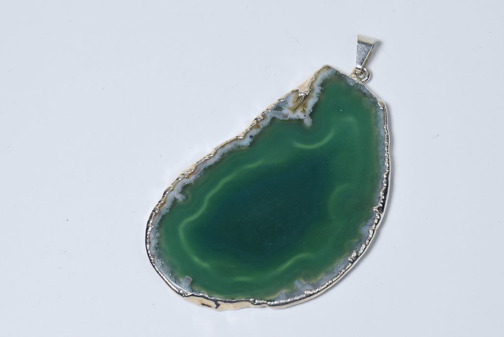 Green Agate Slice Pendant