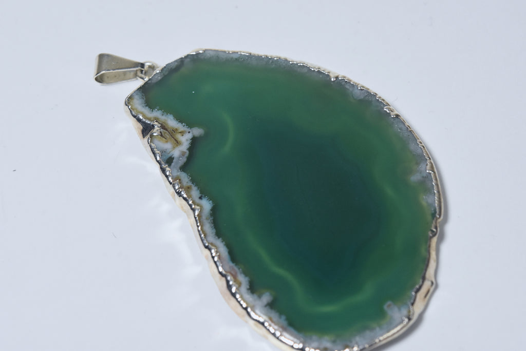 Green Agate Slice Pendant