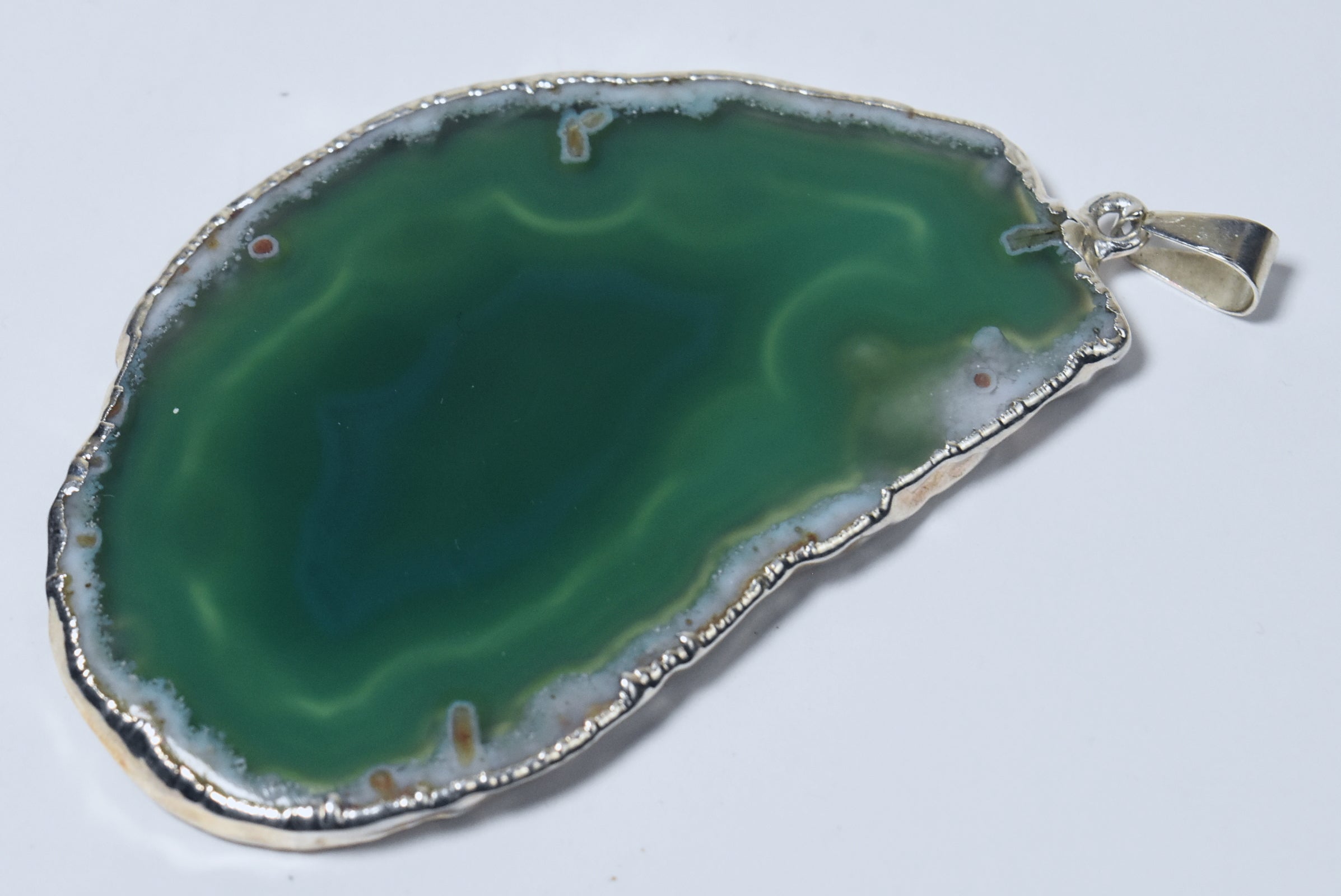 Green Agate Slice Pendant