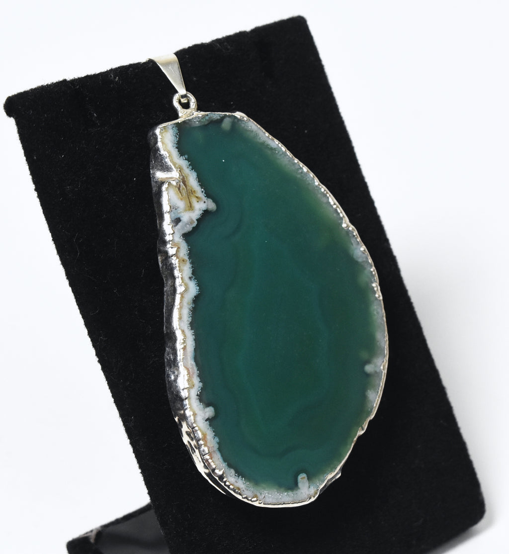 Green Agate Slice Pendant