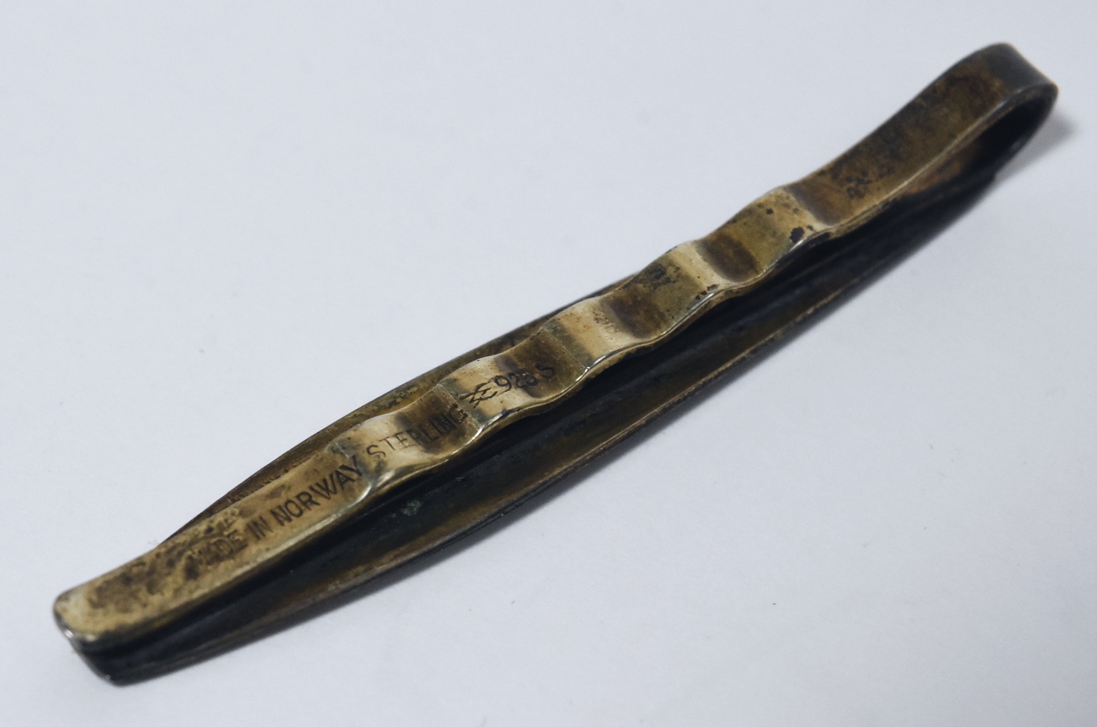 Aksel Holmsen - Vintage Sterling Silver Guilloche Enamel Mid Century Tie Clip