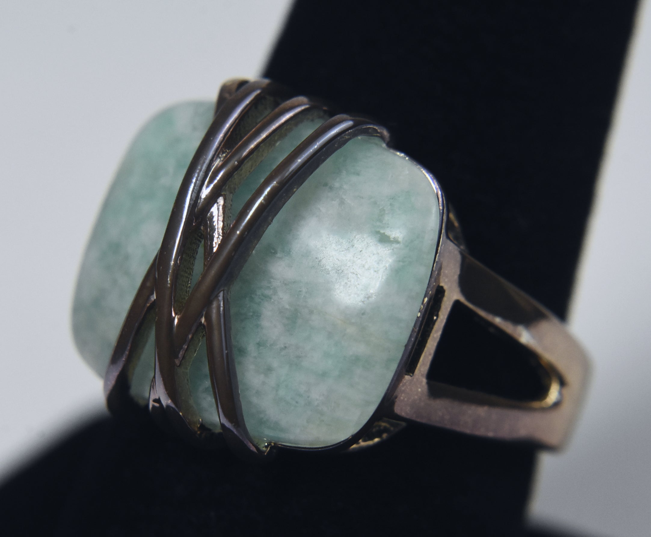 Amazonite Silver Ring - Size 8