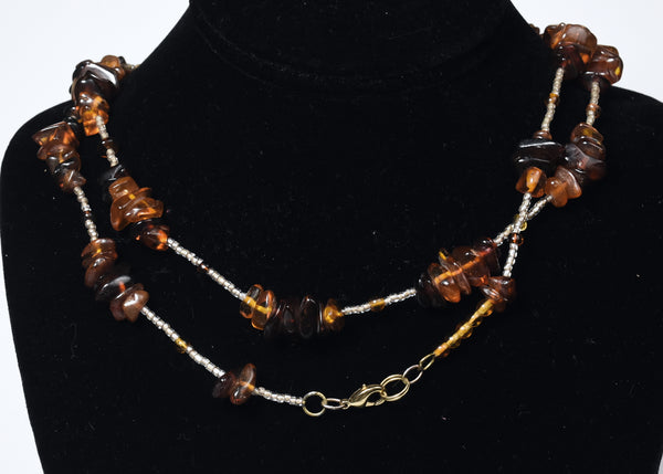 Amber Bead Single Strand Opera Necklace - 55 inches!