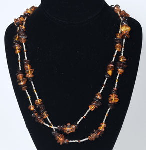 Amber Bead Single Strand Opera Necklace - 55 inches!