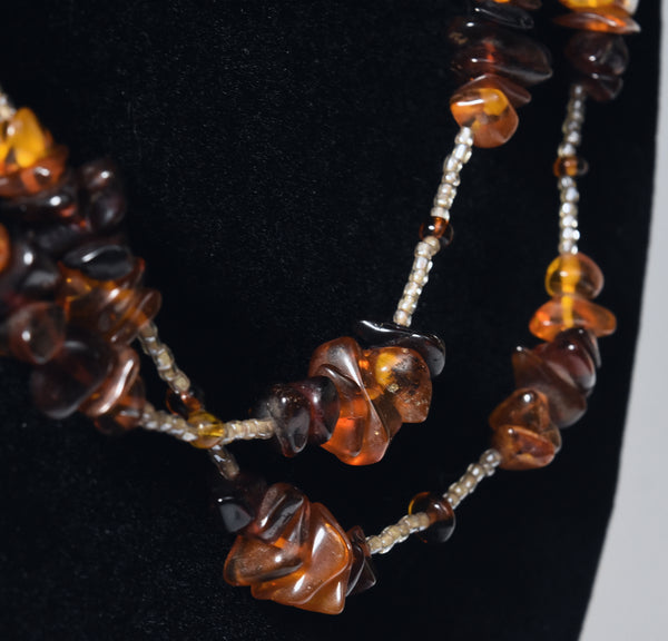 Amber Bead Single Strand Opera Necklace - 55 inches!