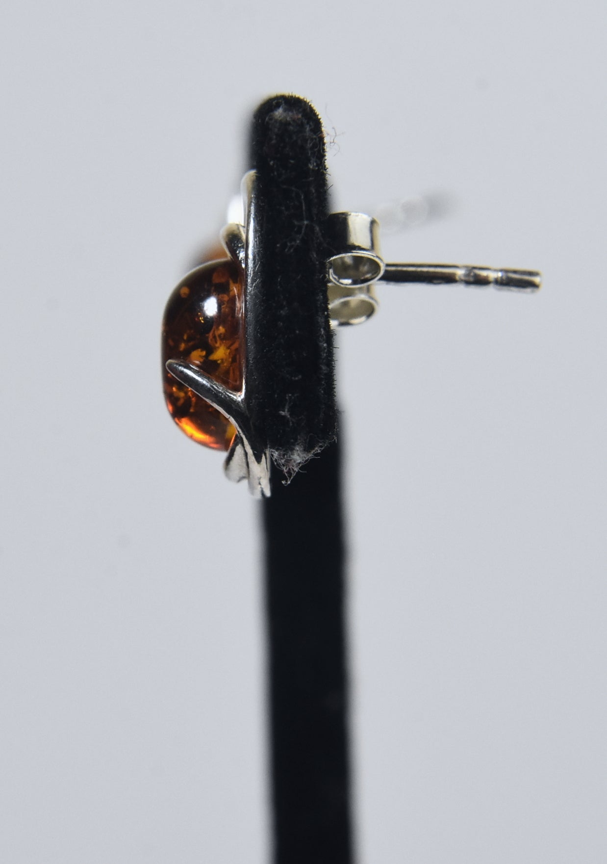 Sterling Silver Organic Form Amber Stud Earrings
