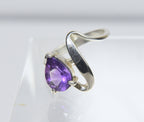Sterling Silver Amethyst Twist Shank Ring - Size 8