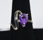 Sterling Silver Amethyst Twist Shank Ring - Size 8