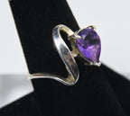 Sterling Silver Amethyst Twist Shank Ring - Size 8