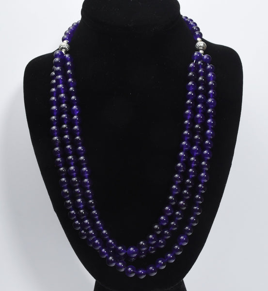 Three Strand Amethyst Bead Necklace