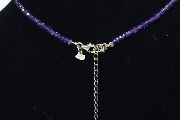 Amethyst Beaded Necklace with Sterling Silver Clasp and Extender