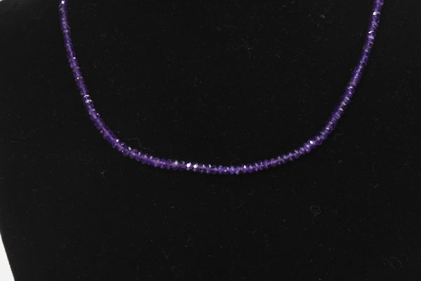 Amethyst Beaded Necklace with Sterling Silver Clasp and Extender