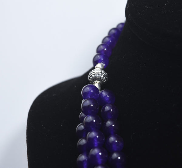 Three Strand Amethyst Bead Necklace