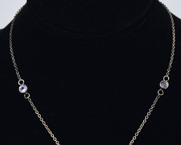 Vintage Sterling Silver Amethyst and Citrine Chain Necklace