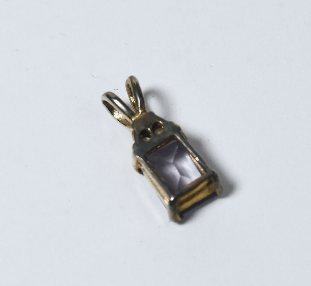 Gold Tone Emerald Cut Amethyst Pendant