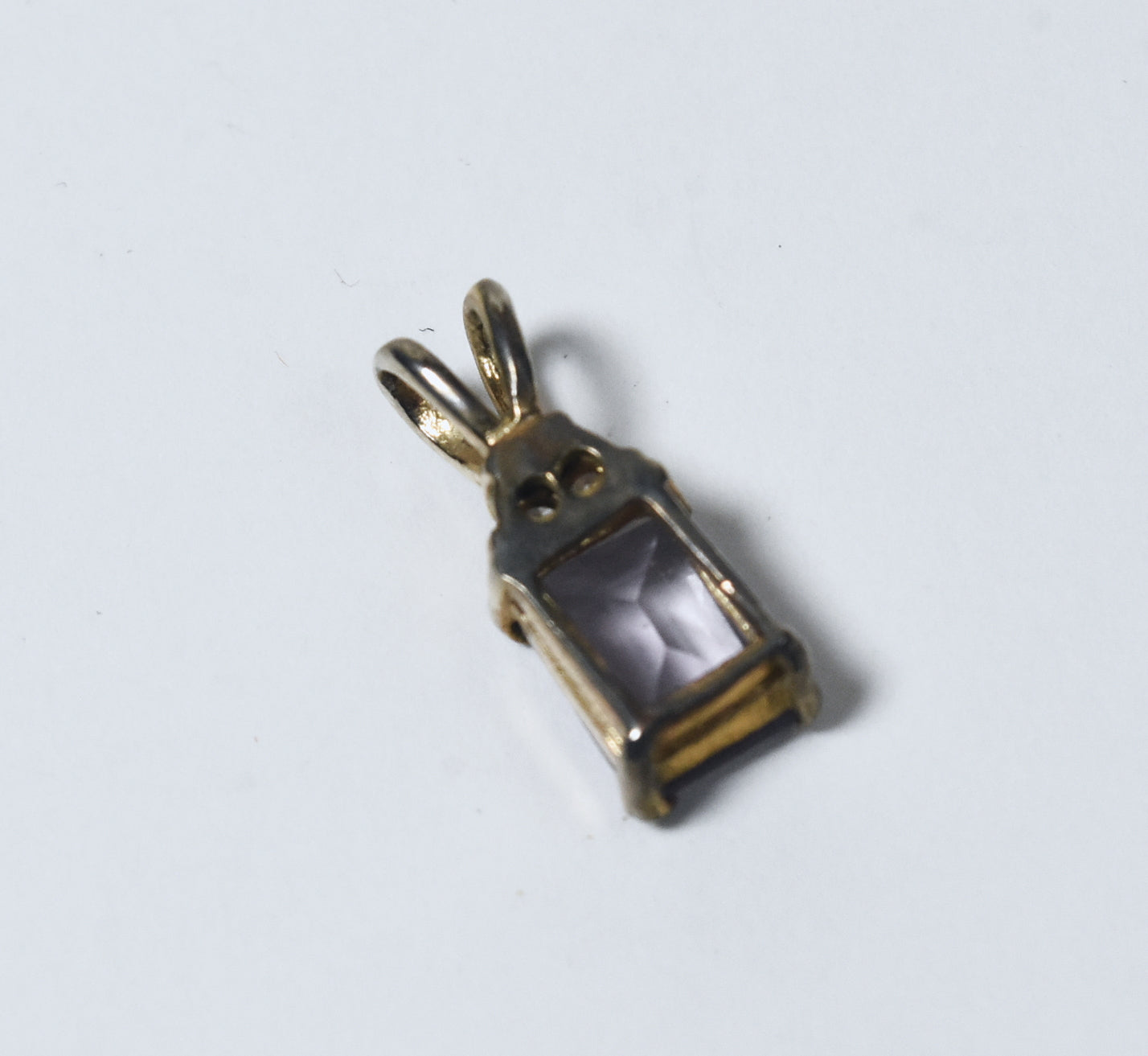 Gold Tone Emerald Cut Amethyst Pendant