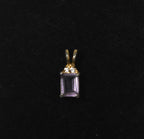 Gold Tone Emerald Cut Amethyst Pendant