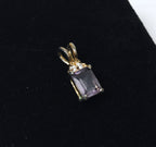 Gold Tone Emerald Cut Amethyst Pendant