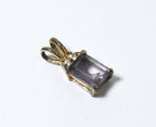 Gold Tone Emerald Cut Amethyst Pendant