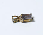Gold Tone Emerald Cut Amethyst Pendant