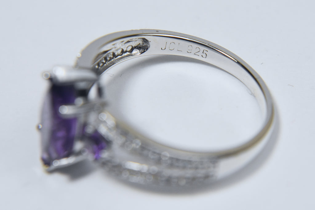 Amethyst Sterling Silver Nesting Rings - Size 8