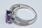 Amethyst Sterling Silver Nesting Rings - Size 8