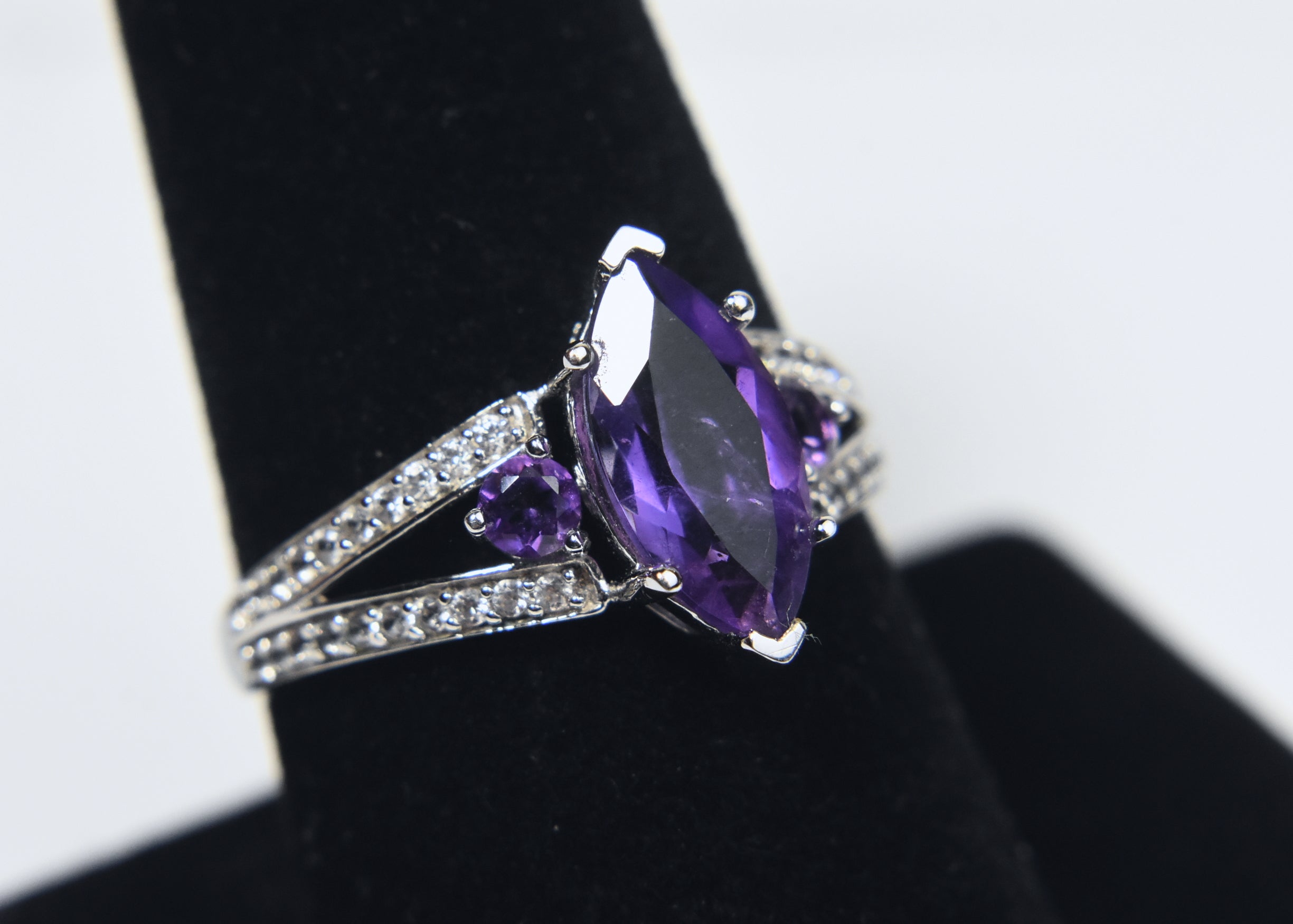 Amethyst Sterling Silver Ring - Size 8.25