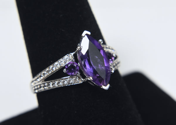 Amethyst Sterling Silver Ring - Size 8.25