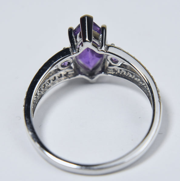 Amethyst Sterling Silver Ring - Size 8.25