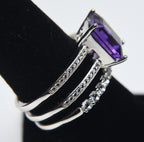 Amethyst Sterling Silver Nesting Rings - Size 8