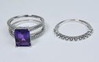 Amethyst Sterling Silver Nesting Rings - Size 8