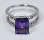 Amethyst Sterling Silver Nesting Rings - Size 8