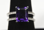 Amethyst Sterling Silver Nesting Rings - Size 8