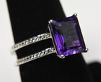 Amethyst Sterling Silver Nesting Rings - Size 8