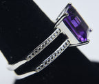 Amethyst Sterling Silver Nesting Rings - Size 8