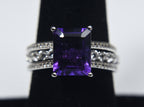 Amethyst Sterling Silver Nesting Rings - Size 8