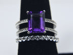 Amethyst Sterling Silver Nesting Rings - Size 8