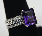 Amethyst Sterling Silver Nesting Rings - Size 8