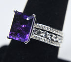 Amethyst Sterling Silver Nesting Rings - Size 8